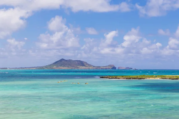 Gele Kajaks Turquoise Wateren Nadert Kailua Strand Oahu Hawaii — Stockfoto