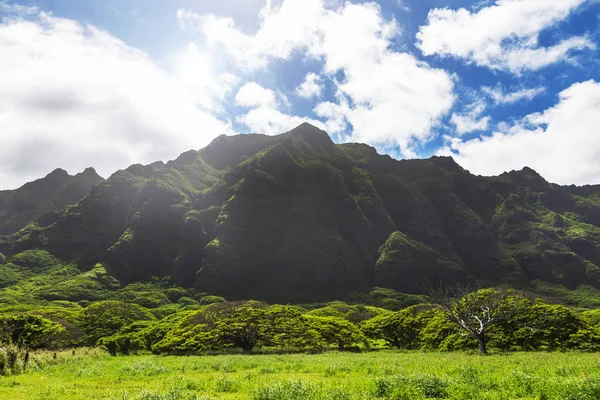 Beroemde Filmen Locatie Het Eiland Oahu Hawaii Kualoa Bergketen Bekijken — Stockfoto