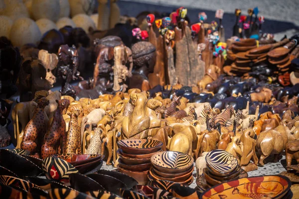 Wooden african souvenirs on sale at Cape Town market