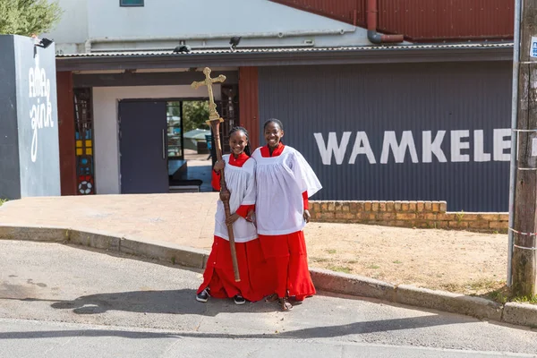 Stellenbosch Sydafrika November 2018 Afrikansk Flicka Från Kyrkan Med Ett — Stockfoto
