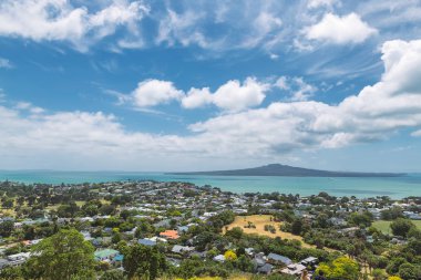 Rangitoto Adası panoramik Mount Victoria Auckland, Yeni Zelanda