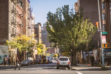 New York, ABD - Ekim 2015: Chelsea sokakları İlçesi Manhattan, New York
