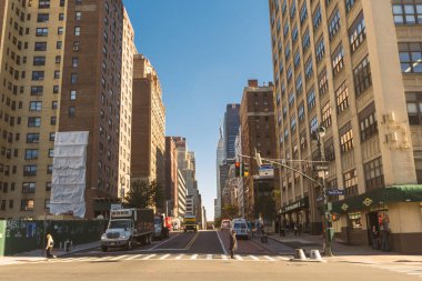 New York, ABD - Ekim 2015: Chelsea sokakları İlçesi Manhattan, New York