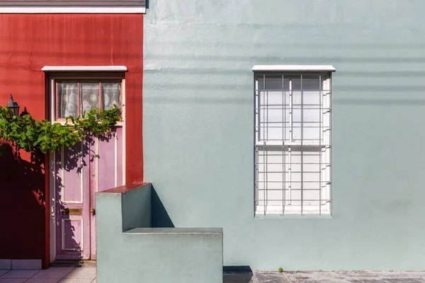 Facciate Colorate Vecchie Case Nella Zona Kaap Città Del Capo — Foto Stock