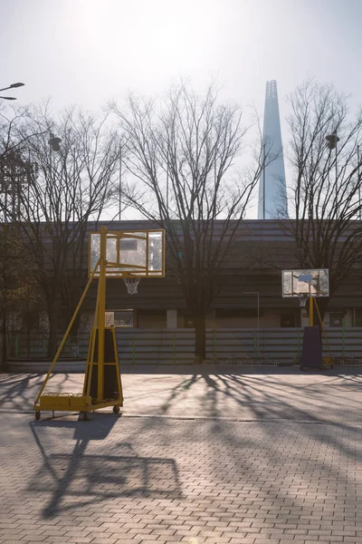 Пустая Баскетбольная Площадка Парке Сеуле Корея — стоковое фото