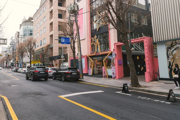 Seoul South Korea Martie 2019 Celebre Străzi Din Zona Garosu — Fotografie, imagine de stoc