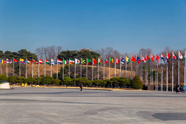 Soul Korea Březen 2019 Ulice Vlajky Olympijských Hrách Soulu Korea — Stock fotografie