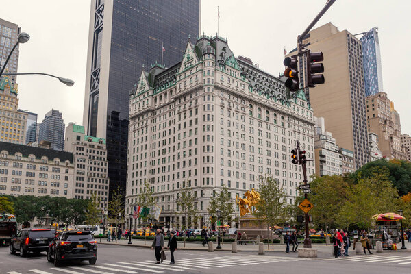 NEW YORK, USA - OCTOBER, 2015: Famous Plaza Hotel building on Manhattan near central park