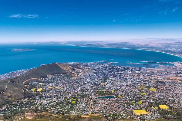 Cape Town city and ocean view from the top of Table Mountain
