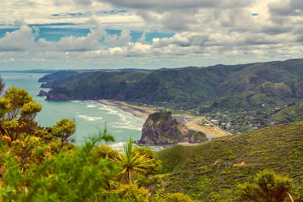 Piha Vista Playa Costa Occidental Auckland Nueva Zelanda — Foto de Stock