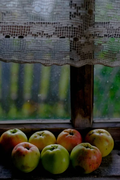 Manzanas Ventana Campo — Foto de Stock