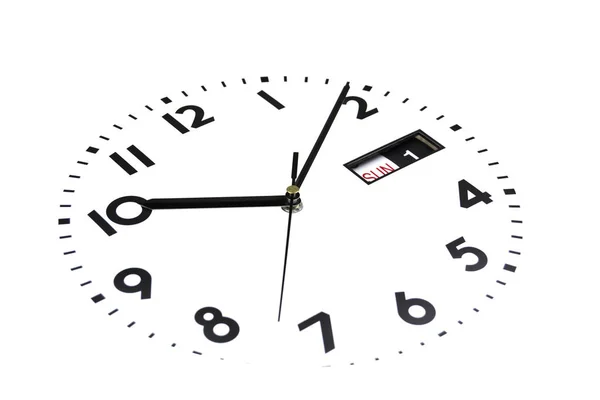 Isolado Cara Relógio Está Inclinada Dial Relógios Mãos Relógio Calendário — Fotografia de Stock
