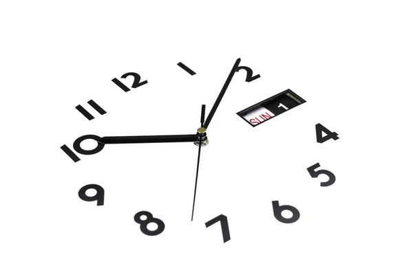 Isolado Cara Relógio Está Inclinada Dial Relógios Mãos Relógio Calendário — Fotografia de Stock