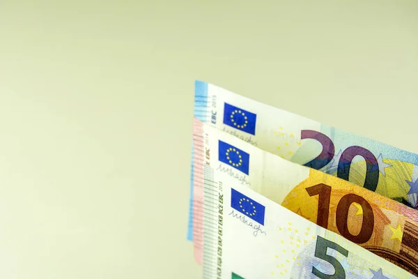 Dinheiro União Europeia Notas Euros Num Fundo Claro — Fotografia de Stock