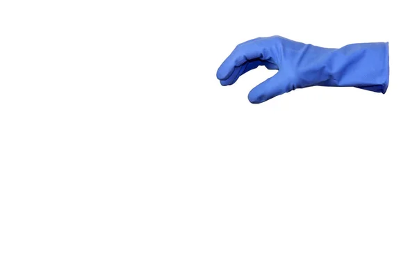 Изолированный Белом Фоне Синяя Резиновая Перчатка — стоковое фото