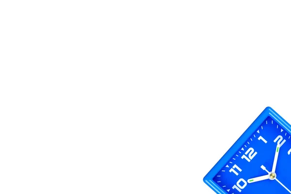Квадратный Синий Будильник Белом Фоне Изолированы — стоковое фото