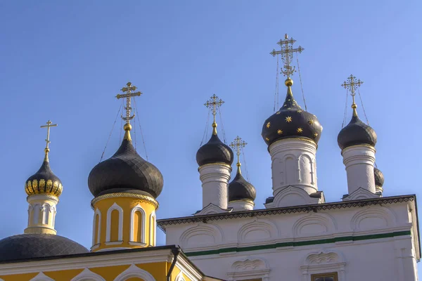 Várias Cúpulas Com Cruzes Mosteiro Ortodoxo Ascensão David Desertos — Fotografia de Stock