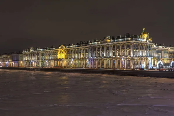 Palácio Inverno São Petersburgo Noite — Fotografia de Stock