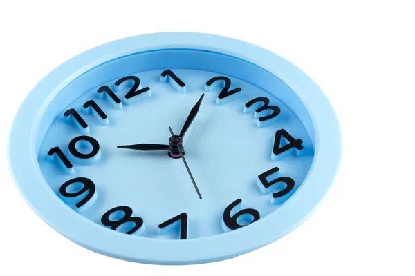 Close Cara Relógio Azul Com Números Tridimensionais Foco Centro — Fotografia de Stock