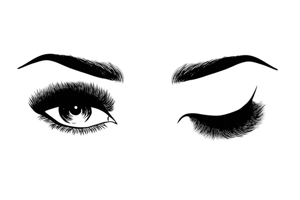 Bayan Şık Gözleri Kaşları Tam Kirpikleri Güzel Seksi Kadın Gözler — Stok Vektör