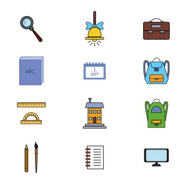 renkli okul Icons set 