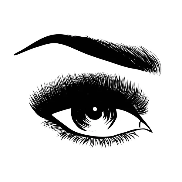 Bayan şık açık göz ve kaşlar tam kirpikler, güzel seksi kadın gözleri makyaj. Eps 10