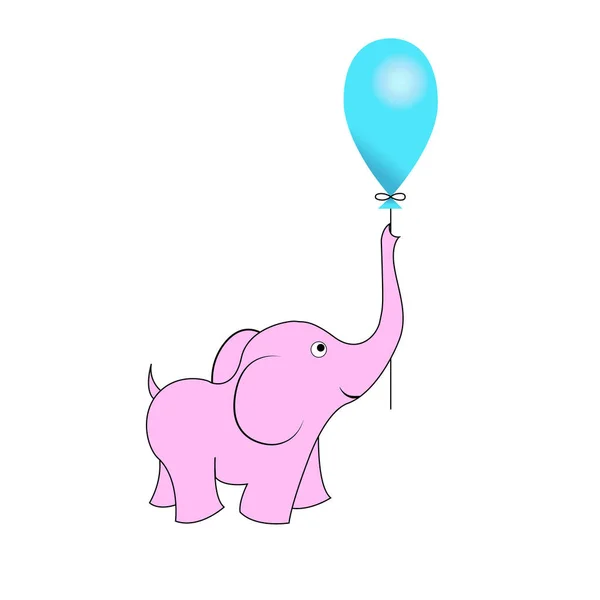 Balonlu, sevimli fil vektör çizim çocuklar