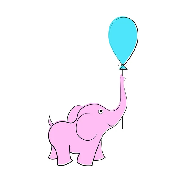 Balonlu, sevimli fil vektör çizim çocuklar