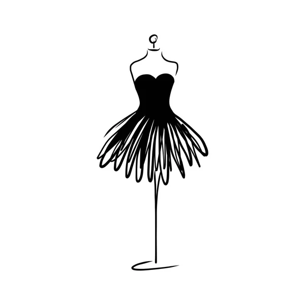 Kukla moda ikonu beyaz arka plan üzerinde terzi. Atelier, tasarımcı, Oluşturucu, terzi nesne. Siyah Couture sembol siluet beyaz arka plan. Vektör çizim. Eps8