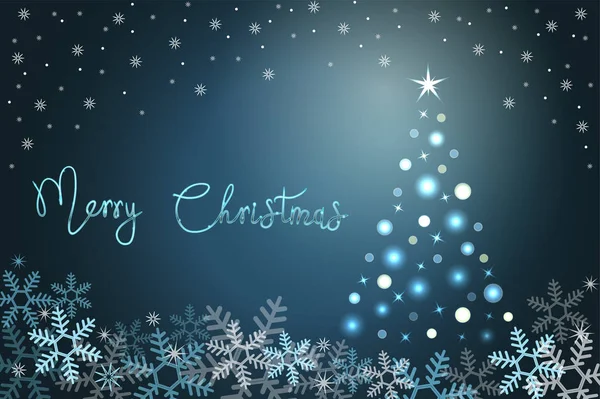 Kış kar ve kürk-ağaç tatil arka plan, yazı el mutlu Noeller ifade. Noel sezonu illüstrasyon, kartpostal, vektör Eps 10