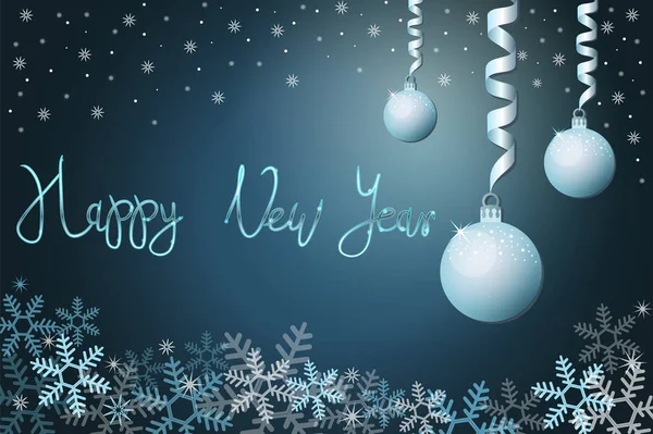 Fondo Vacaciones Invierno Con Bolas Nieve Navidad Frase Letras Mano — Vector de stock