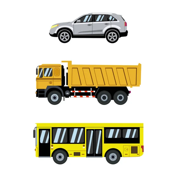 Ulaşım Icons Set Şehir Araçları Taşıma Vektör Çizim — Stok Vektör