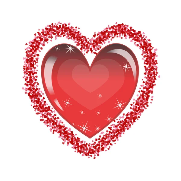 Valentine Background Heart Greeting Card Frame Vector Illustration — Stock Vector