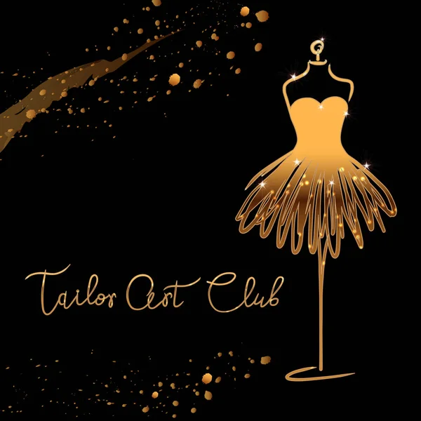 Altın Logo moda stüdyosu. Özel el yapımı hat terzi sanat kulübü, moda salon için yazı vektör fırça. EPS 10