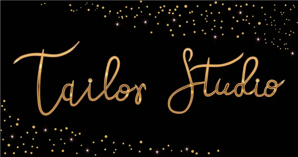 Altın Logo moda stüdyosu. Özel el yapımı hat terzi stüdyo, moda salon için yazı vektör fırça. EPS 10