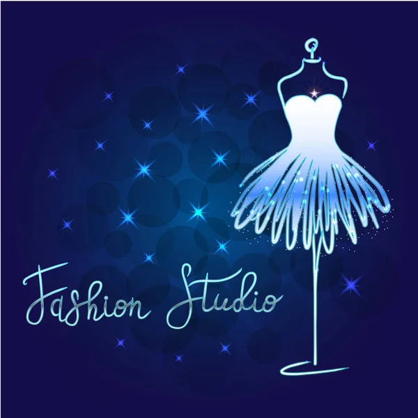 Gümüş Logo Moda Stüdyosu Özel Yapımı Hat Moda Stüdyosu Moda — Stok Vektör