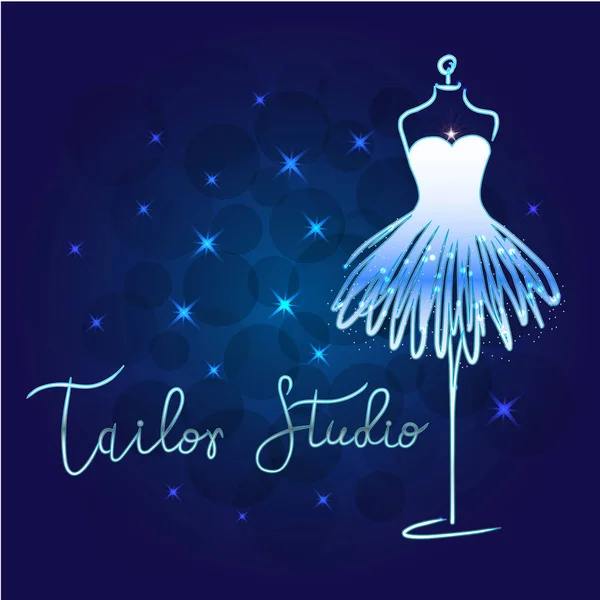 Silver Logo Fashion Studio Custom Handmade Calligraphy Tailor Studio Vector — ストックベクタ