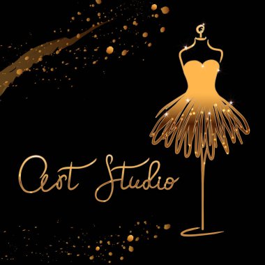 Logo moda stüdyosu. Özel el yapımı hat, moda salon için yazı vektör fırça.
