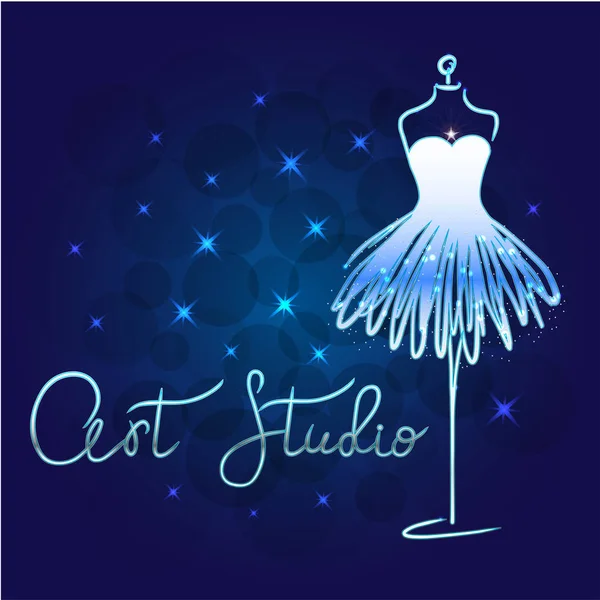 Silver Logo Fashion Studio Custom Handmade Calligraphy Art Studio Vector — 스톡 벡터