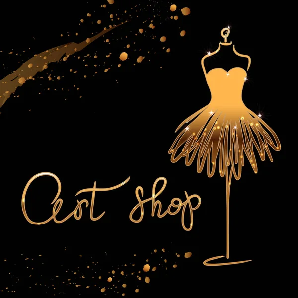 Altın Logo moda stüdyosu. Özel el yapımı hat sanat salonu, vektör fırça moda salon için yazı. EPS 10