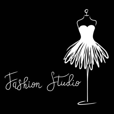 Logo moda stüdyosu. Özel el yapımı hat, moda salon için yazı vektör fırça.
