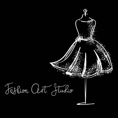 Logo moda stüdyosu. Özel el yapımı hat, moda salon için yazı vektör fırça.