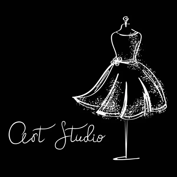 Logo moda stüdyosu. Özel el yapımı hat, moda salon için yazı vektör fırça.