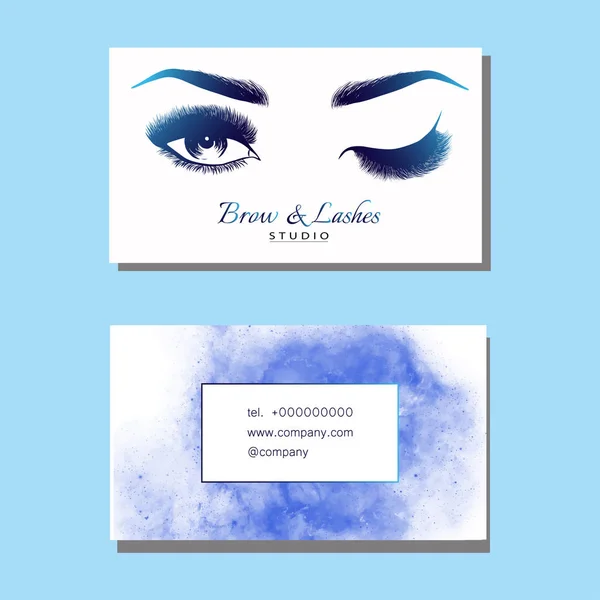 Güzel kız kaş ve göz ile uzun kirpiklere kartvizit. Güzellik kartvizit, Logo, afiş, poster. Vektör, Eps 10