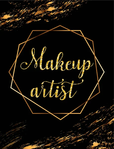 Parti vektör poster ile altın kristal parlamayı başlık, makyaj sanatçısı logo, banner güzellik ana, tabela için moda