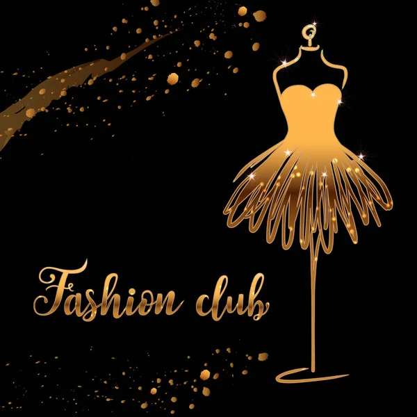 Gold Logo Modestudio Kundenspezifische Handgefertigte Kalligraphie Fashion Club Vektor Pinsel — Stockvektor