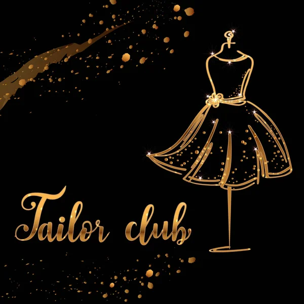 Altın Logo moda stüdyosu. Özel el yapımı hat terzi Kulübü, moda salon için yazı vektör fırça. EPS 10