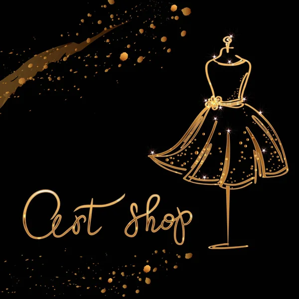 Altın Logo moda stüdyosu. Özel el yapımı hat sanat salonu, vektör fırça moda salon için yazı. EPS 10