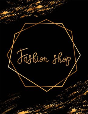 Moda parti vektör poster altın kristal parlamayı başlık, moda logo moda salonu, banner için terzi, tabela, Eps 10