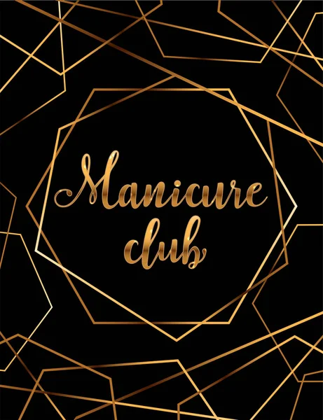 Vektör poster altın kristal parlamayı başlık, manikür kulüp logosu, güzellik ve manikür ana, tabela için banner ile manikür